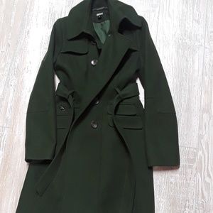 DKNY Dark Green Wool Coat